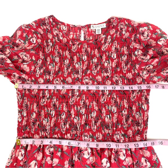 Eliane Rose smocked 3/4 sleeve pink floral print dress sz Med - Picture 12 of 14